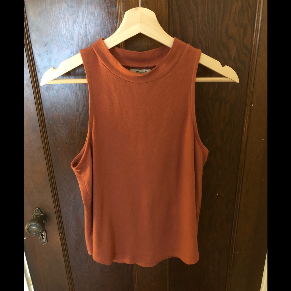 2 Madewell mock-neck shirttail tank top